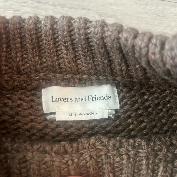 Lovers and Friends Brown Chunky Knit Sweater Wool Blend Cutout Size XS - Picture 2 of 4